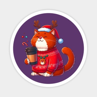 I Love Coffee Christmas And Cats, Cat And Coffee Magnet